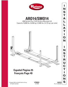 Rotary Lift SMO14 ARO14 Installation Manual